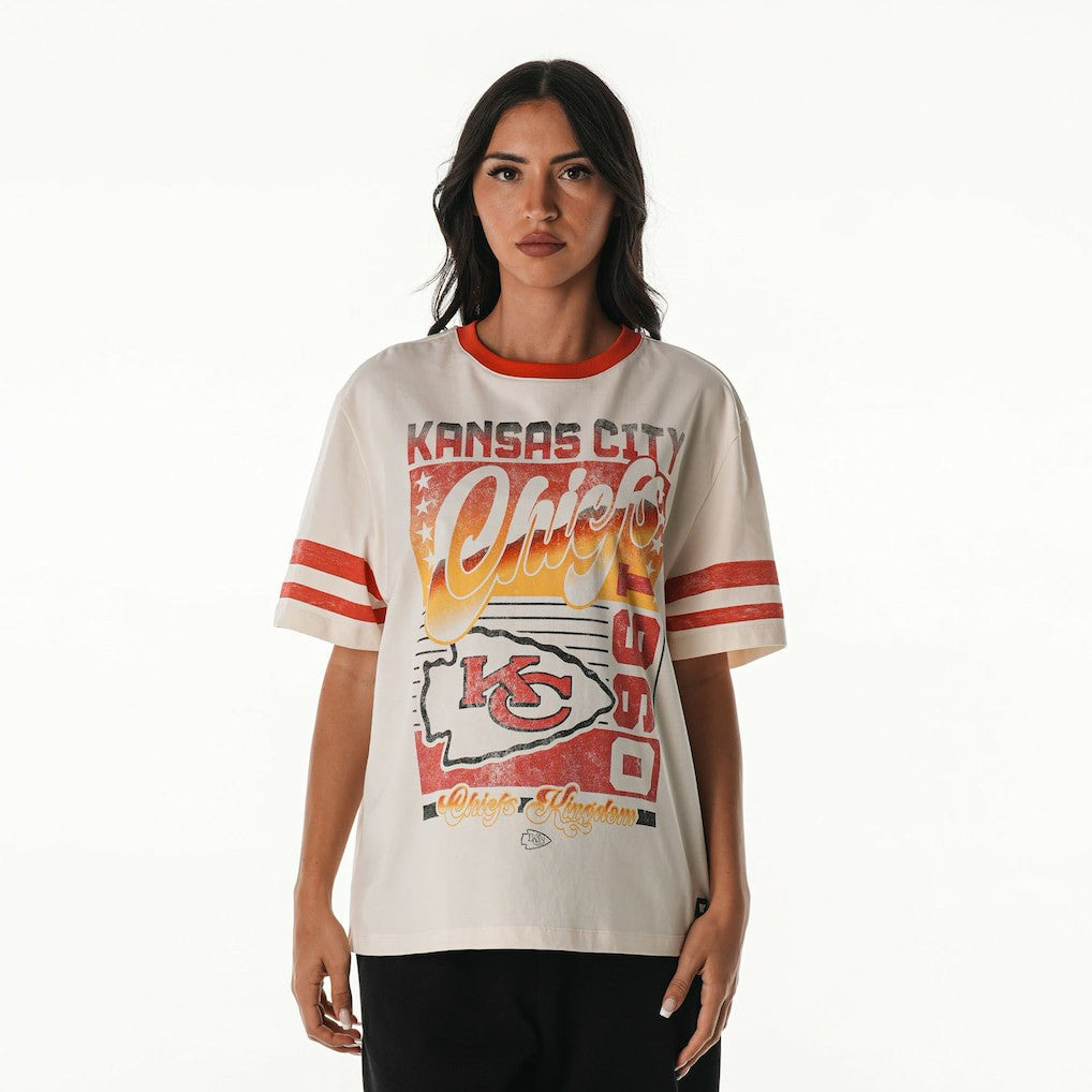 Kansas City Chiefs  The Wild Collective Women's Vintage Drop Shoulder Oversized Boyfriend T-Shirt