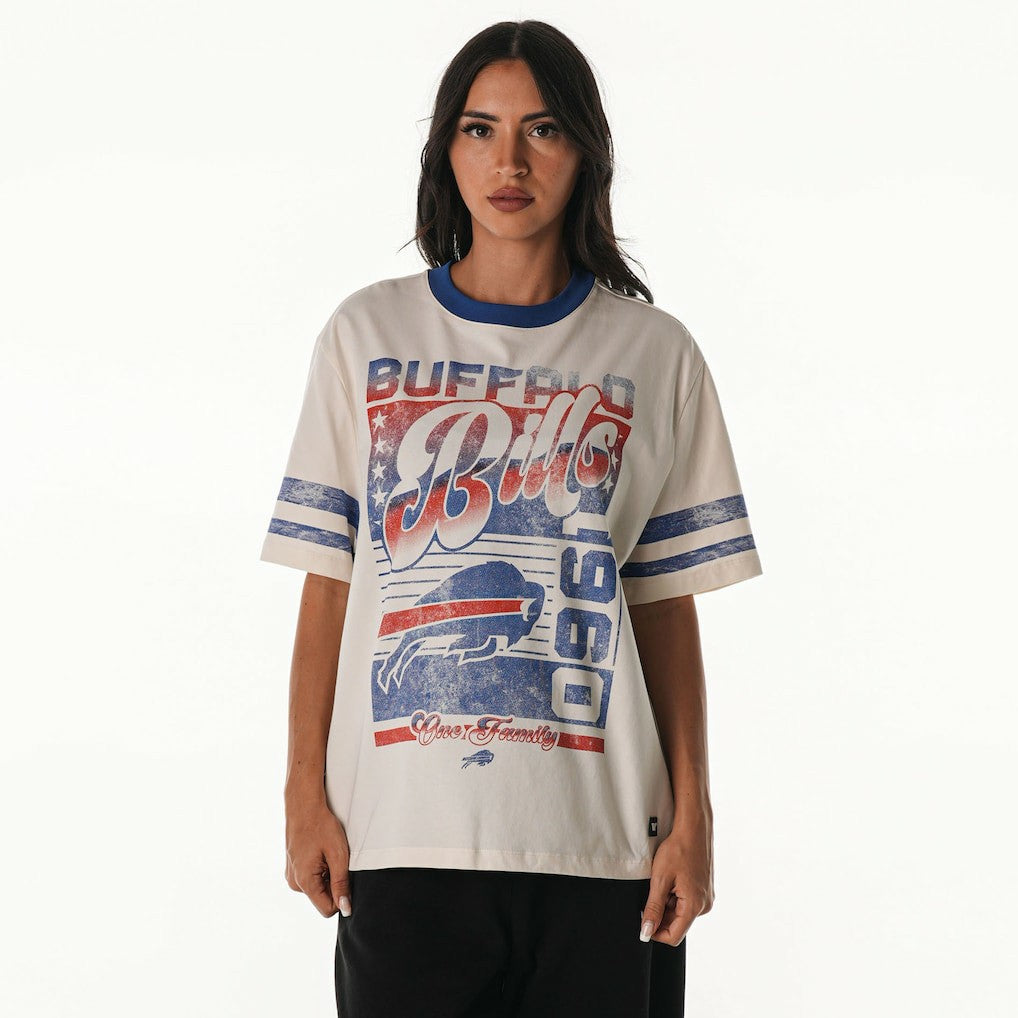 Buffalo Bills  The Wild Collective Women's Vintage Drop Shoulder Oversized Boyfriend T-Shirt