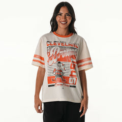 Cleveland Browns  The Wild Collective Women's Vintage Drop Shoulder Oversized Boyfriend T-Shirt