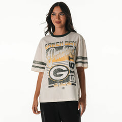 Green Bay Packers  The Wild Collective Women's Vintage Drop Shoulder Oversized Boyfriend T-Shirt