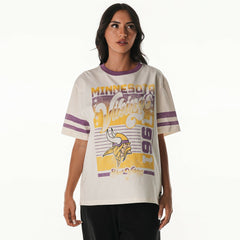 Minnesota Vikings  The Wild Collective Women's Vintage Drop Shoulder Oversized Boyfriend T-Shirt