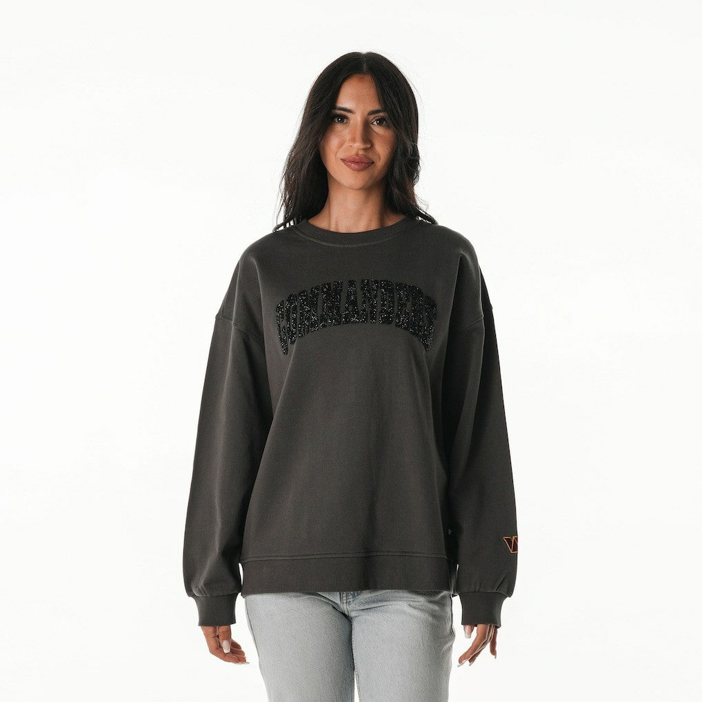 Washington Commanders  The Wild Collective Women's Rock Crystal Oversized Crewneck Sweatshirt