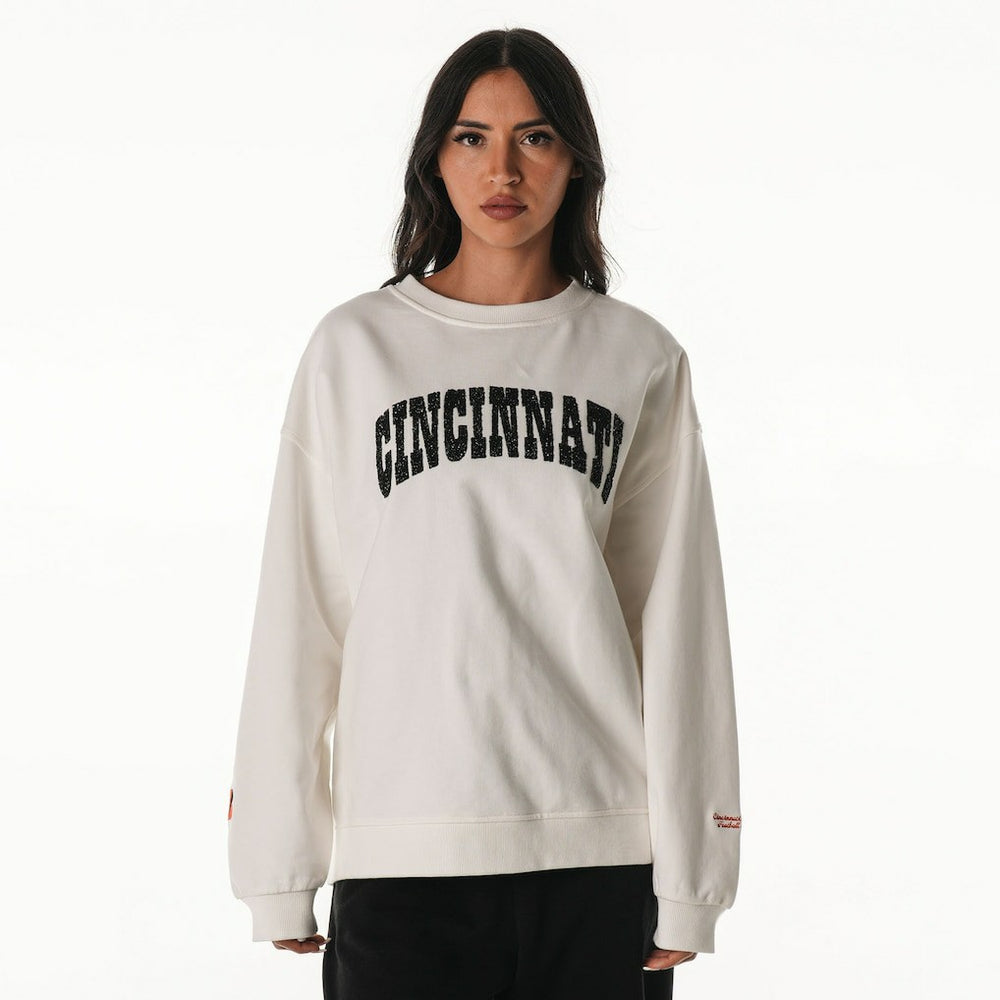 Cincinnati Bengals  The Wild Collective Women's Rock Crystal Oversized Crewneck Sweatshirt