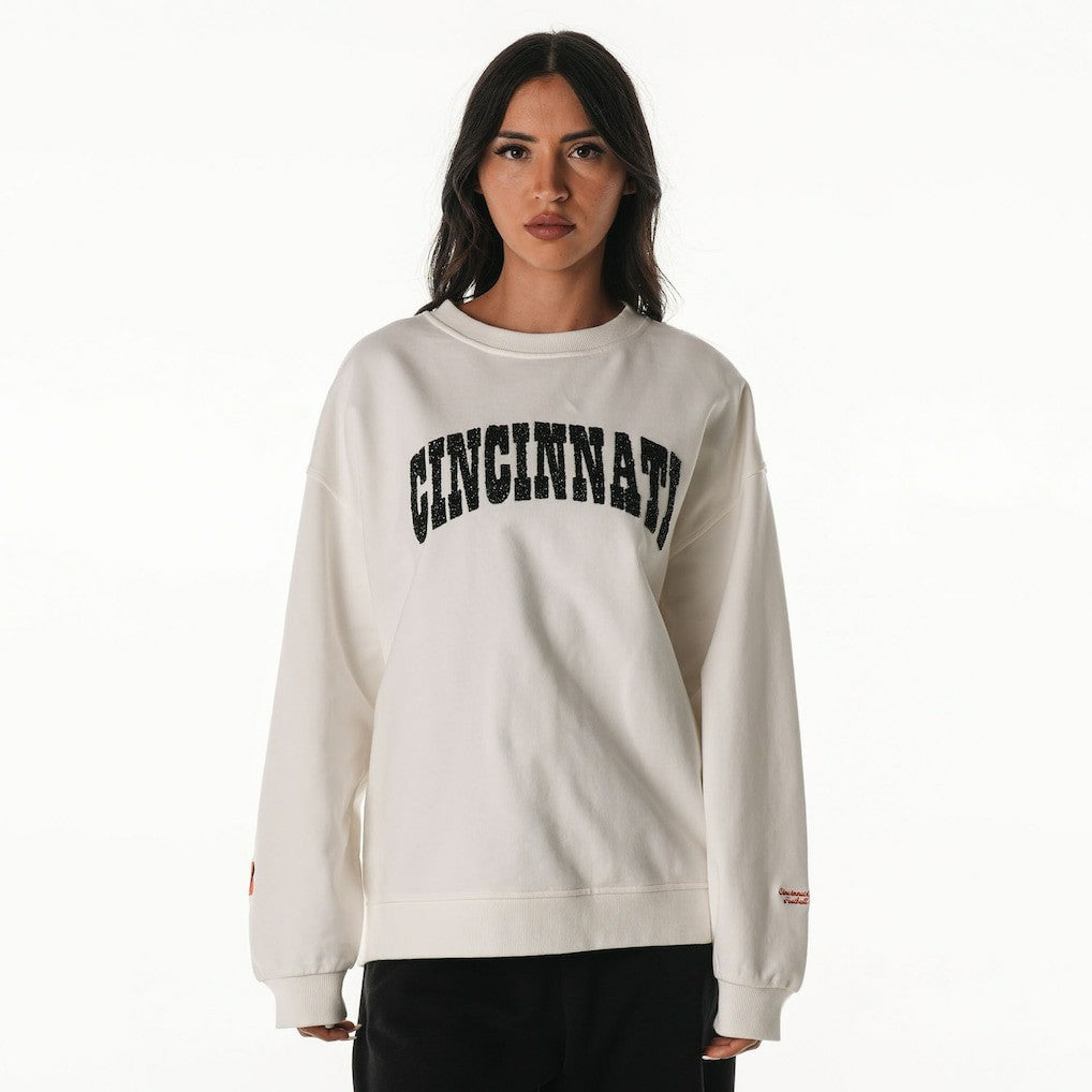 Cincinnati Bengals  The Wild Collective Women's Rock Crystal Oversized Crewneck Sweatshirt