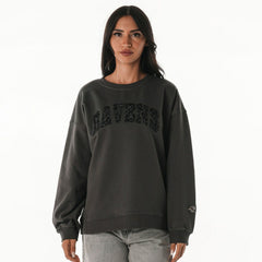 Baltimore Ravens  The Wild Collective Women's Rock Crystal Oversized Crewneck Sweatshirt