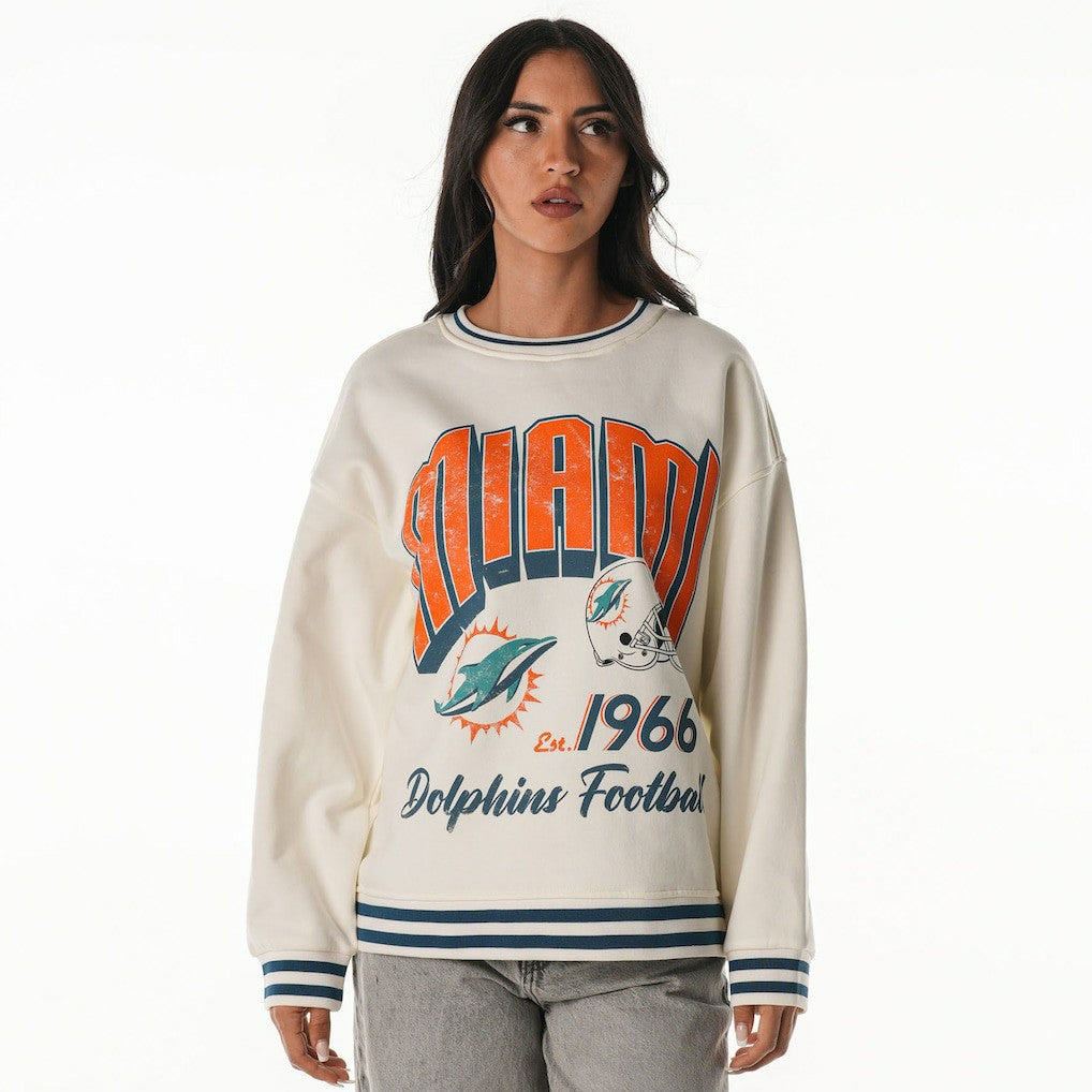 Miami Dolphins  The Wild Collective Women's Oversized Vintage French Terry Sweatshirt
