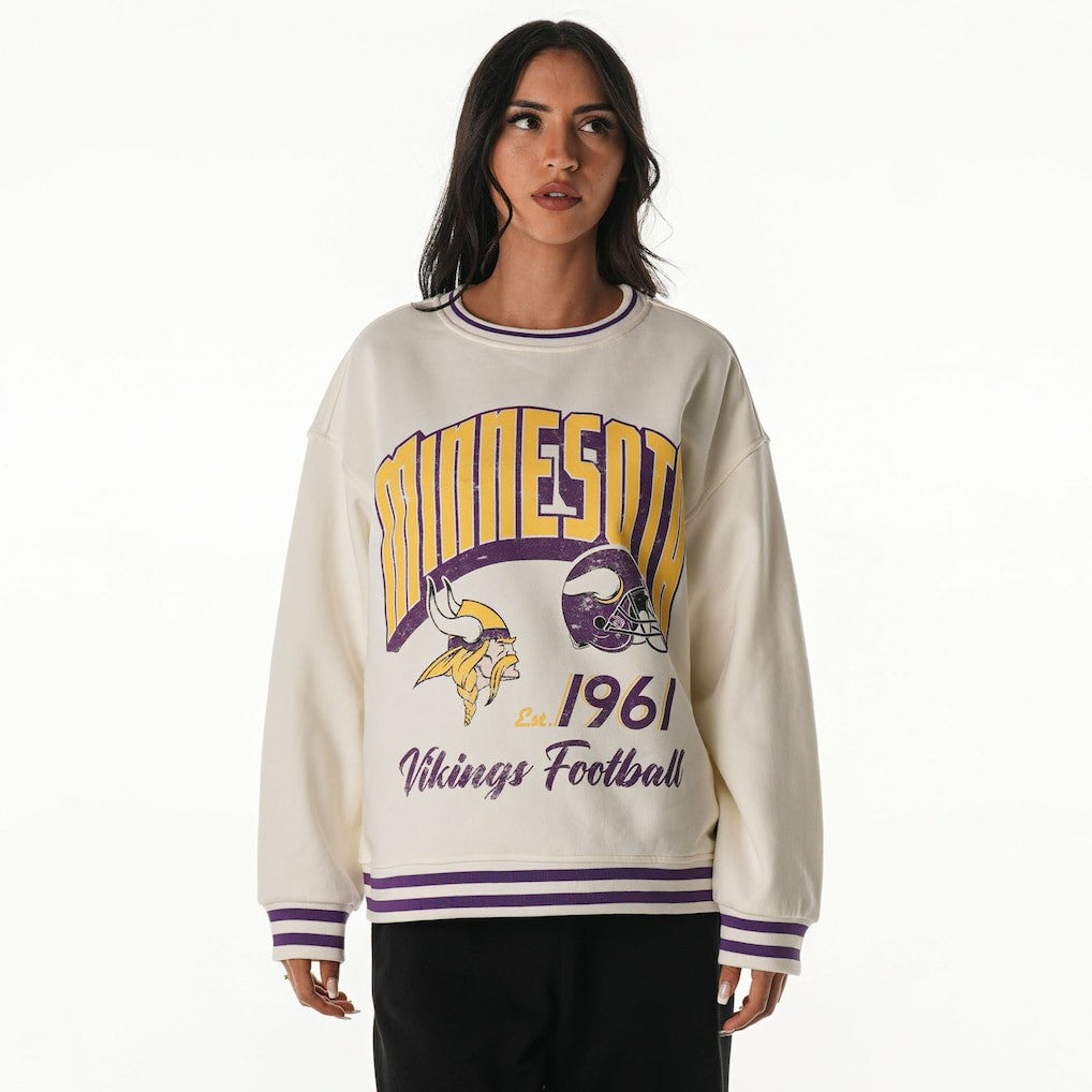 Minnesota Vikings  The Wild Collective Women's Oversized Vintage French Terry Sweatshirt