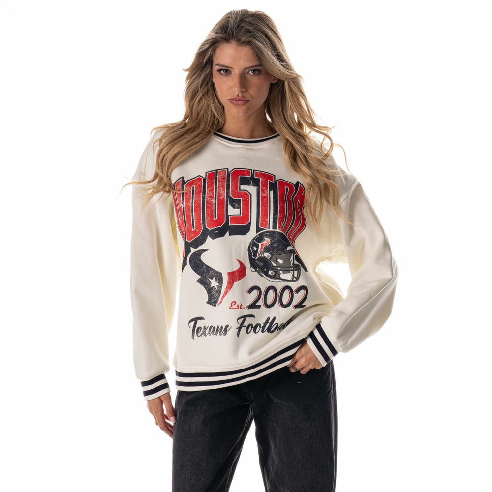 Houston Texans  The Wild Collective Women's Oversized Vintage French Terry Sweatshirt