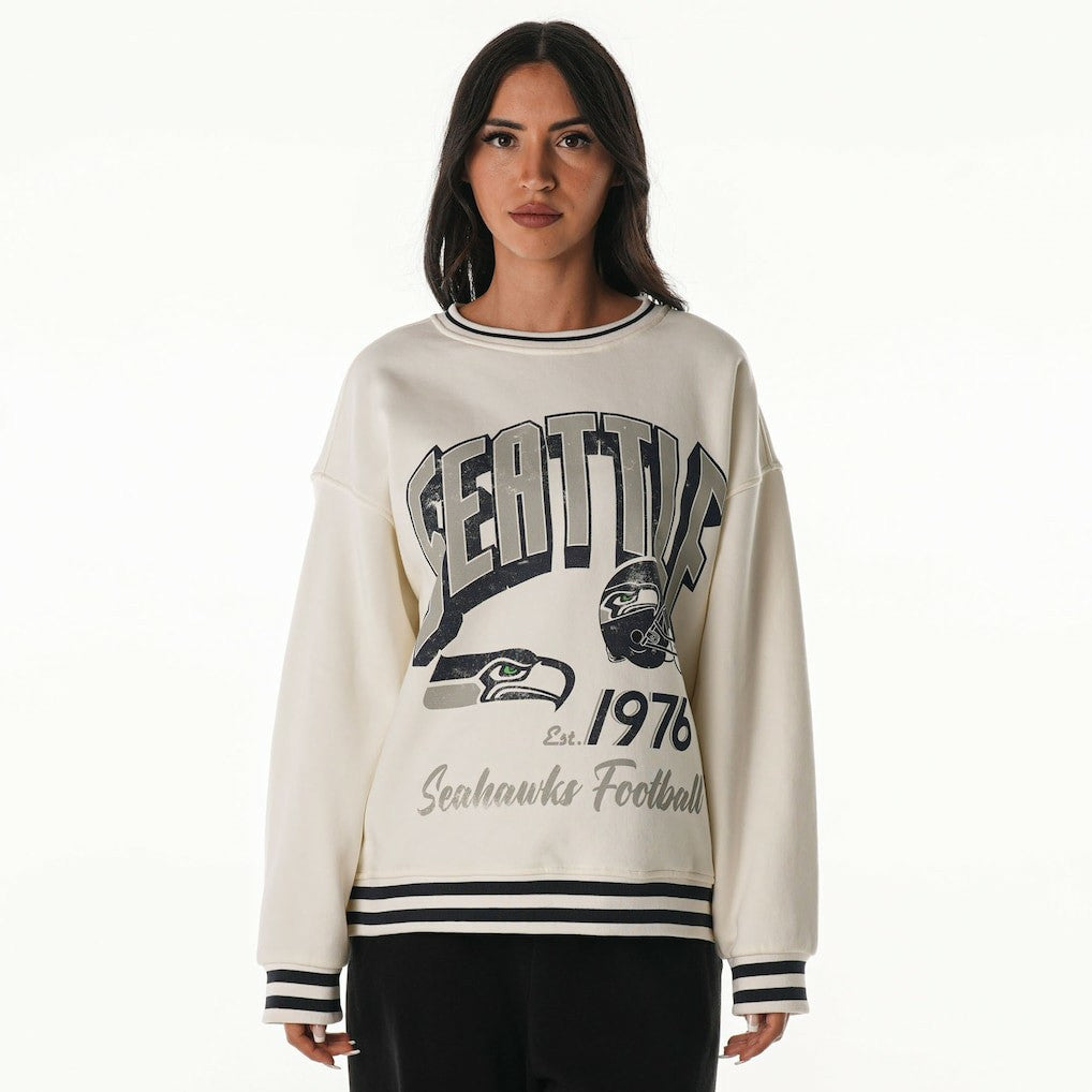 Seattle Seahawks  The Wild Collective Women's Oversized Vintage French Terry Sweatshirt