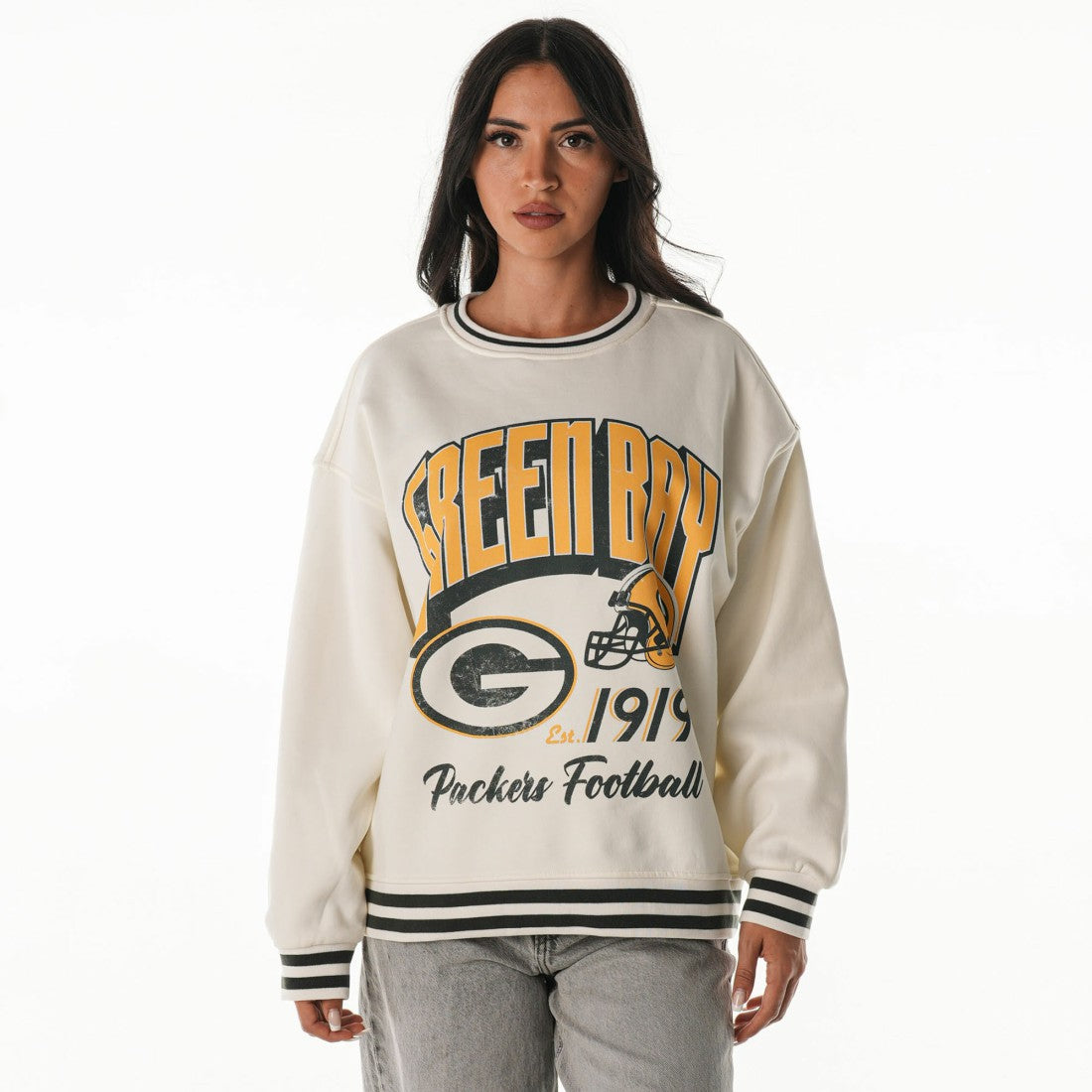 Green Bay Packers  The Wild Collective Women's Oversized Vintage French Terry Sweatshirt