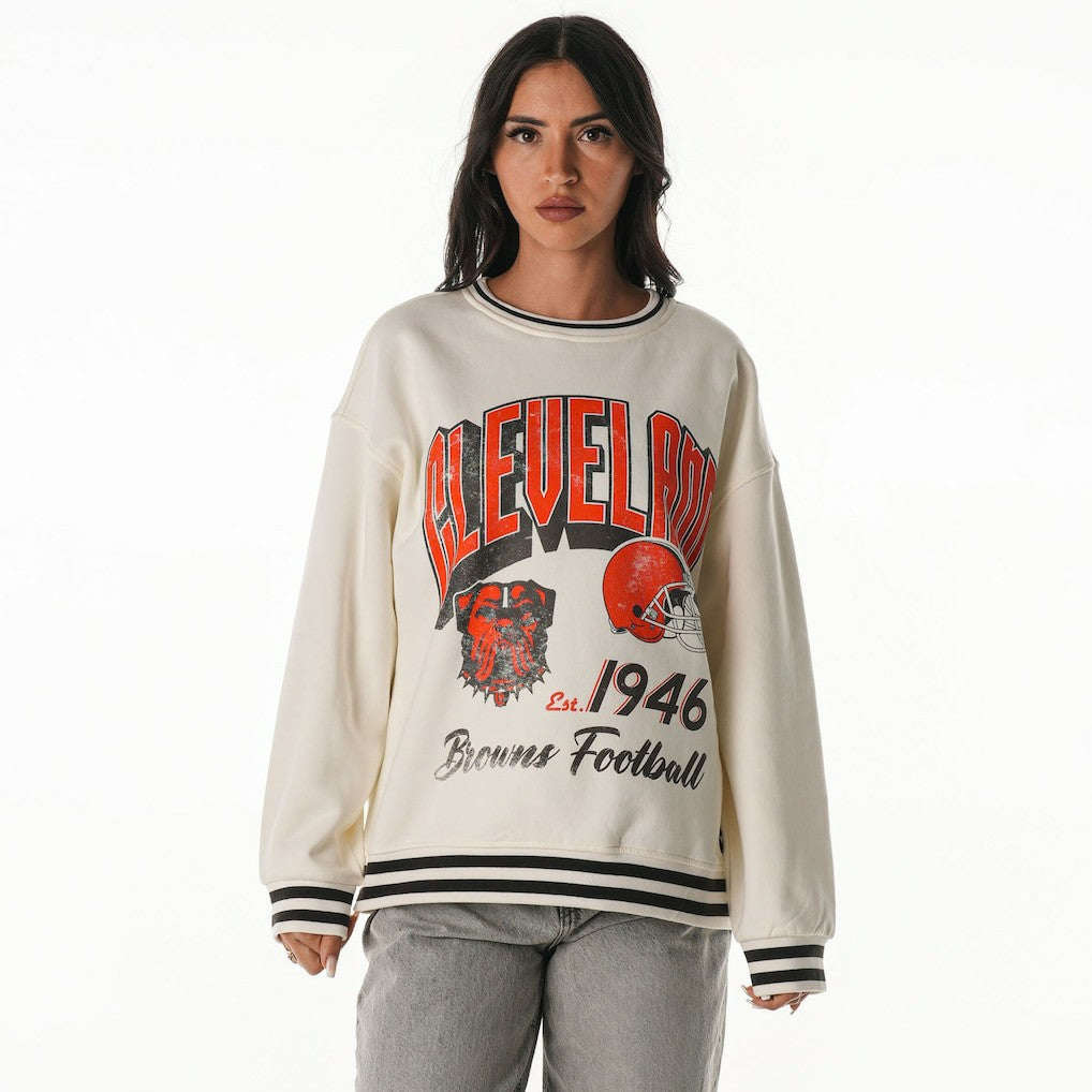 Cleveland Browns  The Wild Collective Women's Oversized Vintage French Terry Sweatshirt