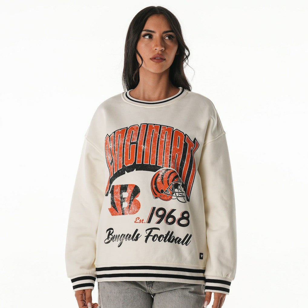 Cincinnati Bengals  The Wild Collective Women's Oversized Vintage French Terry Sweatshirt
