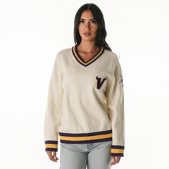Minnesota Vikings  The Wild Collective Women's Jacquard V-Neck Sweater