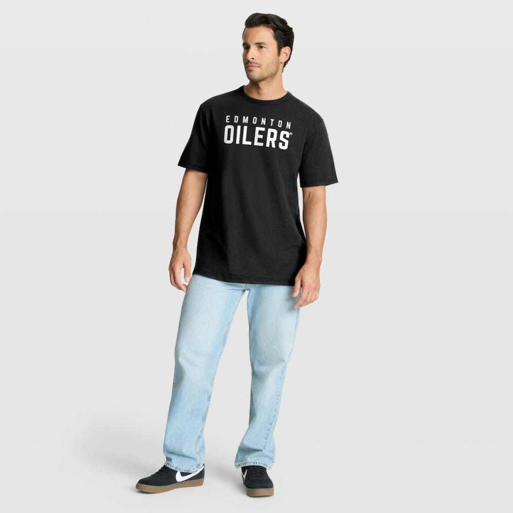 Edmonton Oilers Fanatics Play Distressed Wordmark Stadium Slub T-Shirt Outlet
