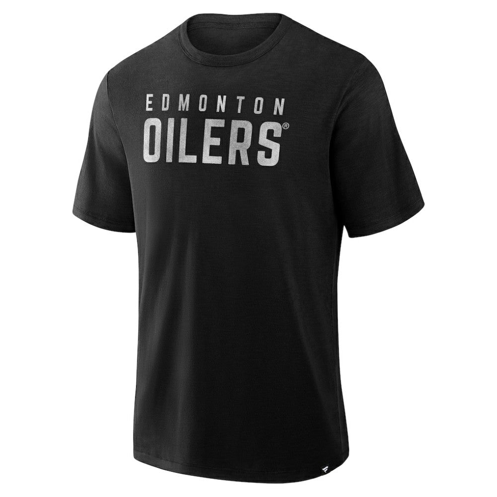 Edmonton Oilers Fanatics Play Distressed Wordmark Stadium Slub T-Shirt Outlet