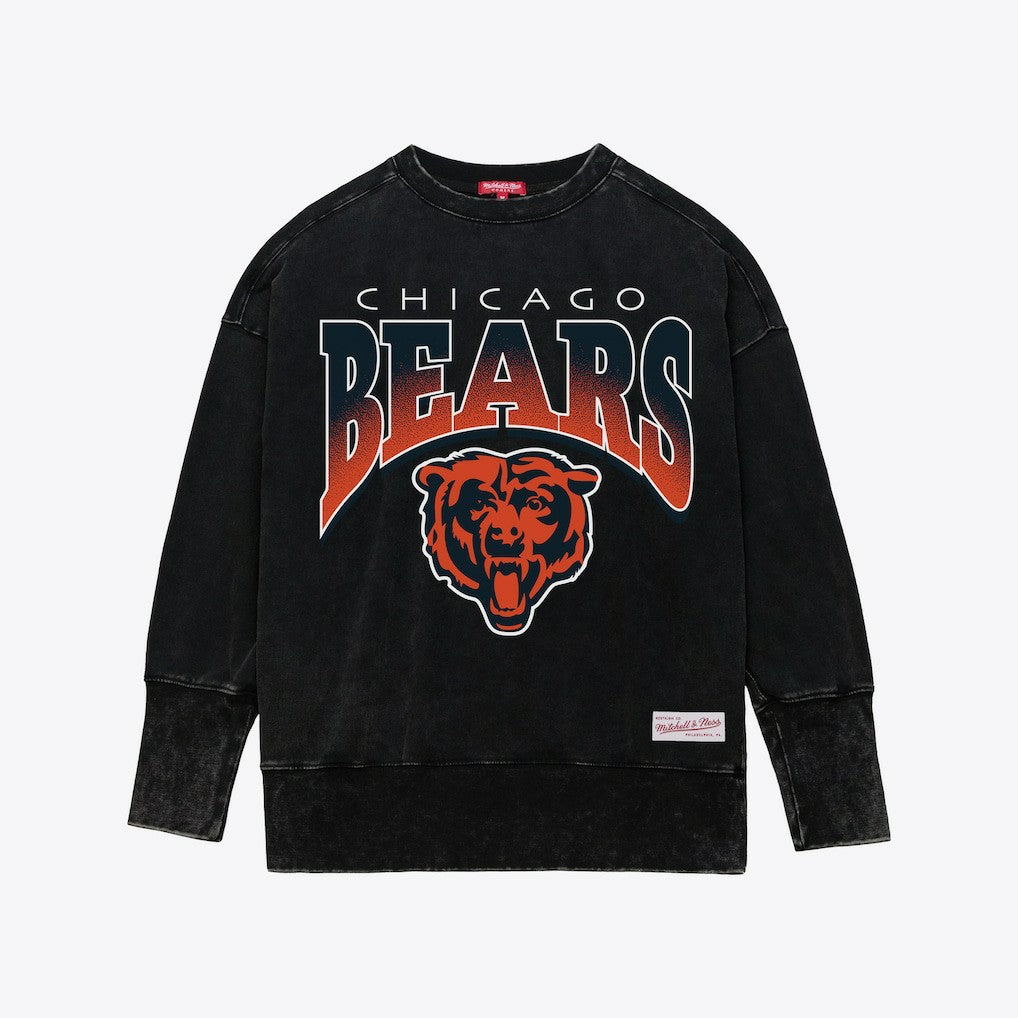 Chicago Bears Mitchell & Ness Women's Delineate Mineral Wash Crewneck Sweatshirt