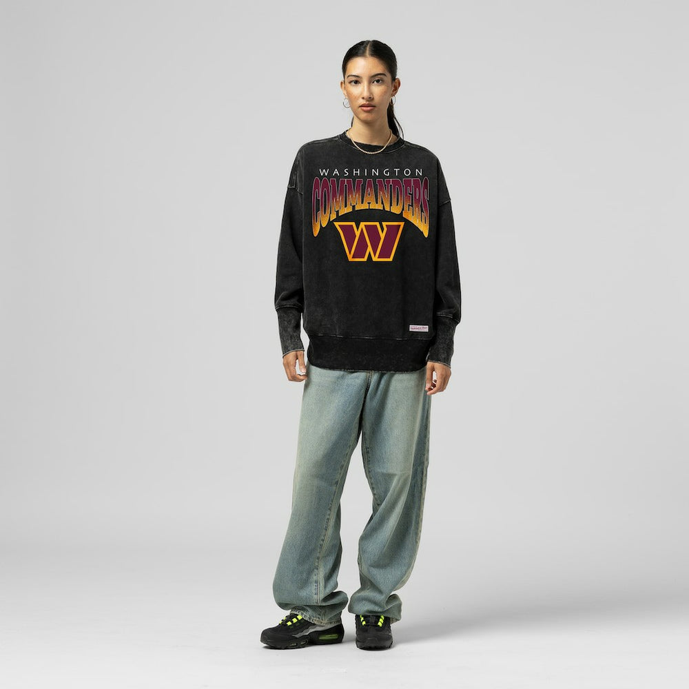 Washington Commanders Mitchell & Ness Women's Delineate Mineral Wash Crewneck Sweatshirt