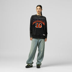 Cincinnati Bengals Mitchell & Ness Women's Delineate Mineral Wash Crewneck Sweatshirt