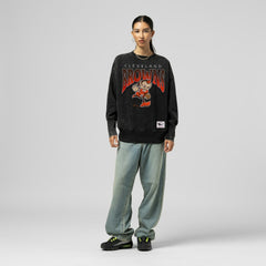 Cleveland Browns Mitchell & Ness Women's Delineate Mineral Wash Crewneck Sweatshirt