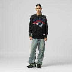 New England Patriots Mitchell & Ness Women's Delineate Mineral Wash Crewneck Sweatshirt