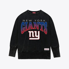 New York Giants Mitchell & Ness Women's Delineate Mineral Wash Crewneck Sweatshirt