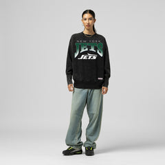 New York Jets Mitchell & Ness Women's Delineate Mineral Wash Crewneck Sweatshirt