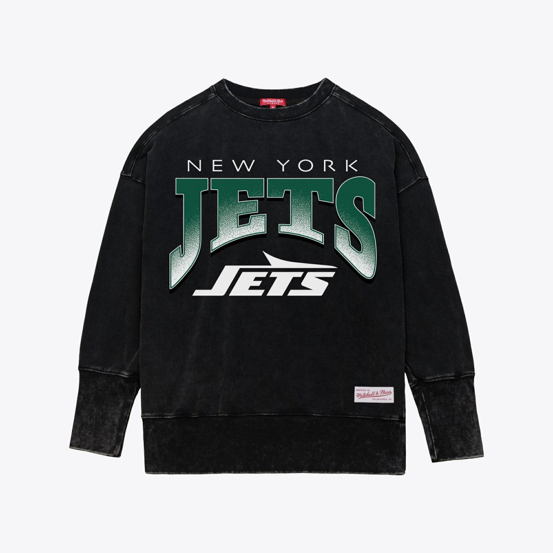 New York Jets Mitchell & Ness Women's Delineate Mineral Wash Crewneck Sweatshirt