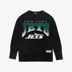 New York Jets Mitchell & Ness Women's Delineate Mineral Wash Crewneck Sweatshirt