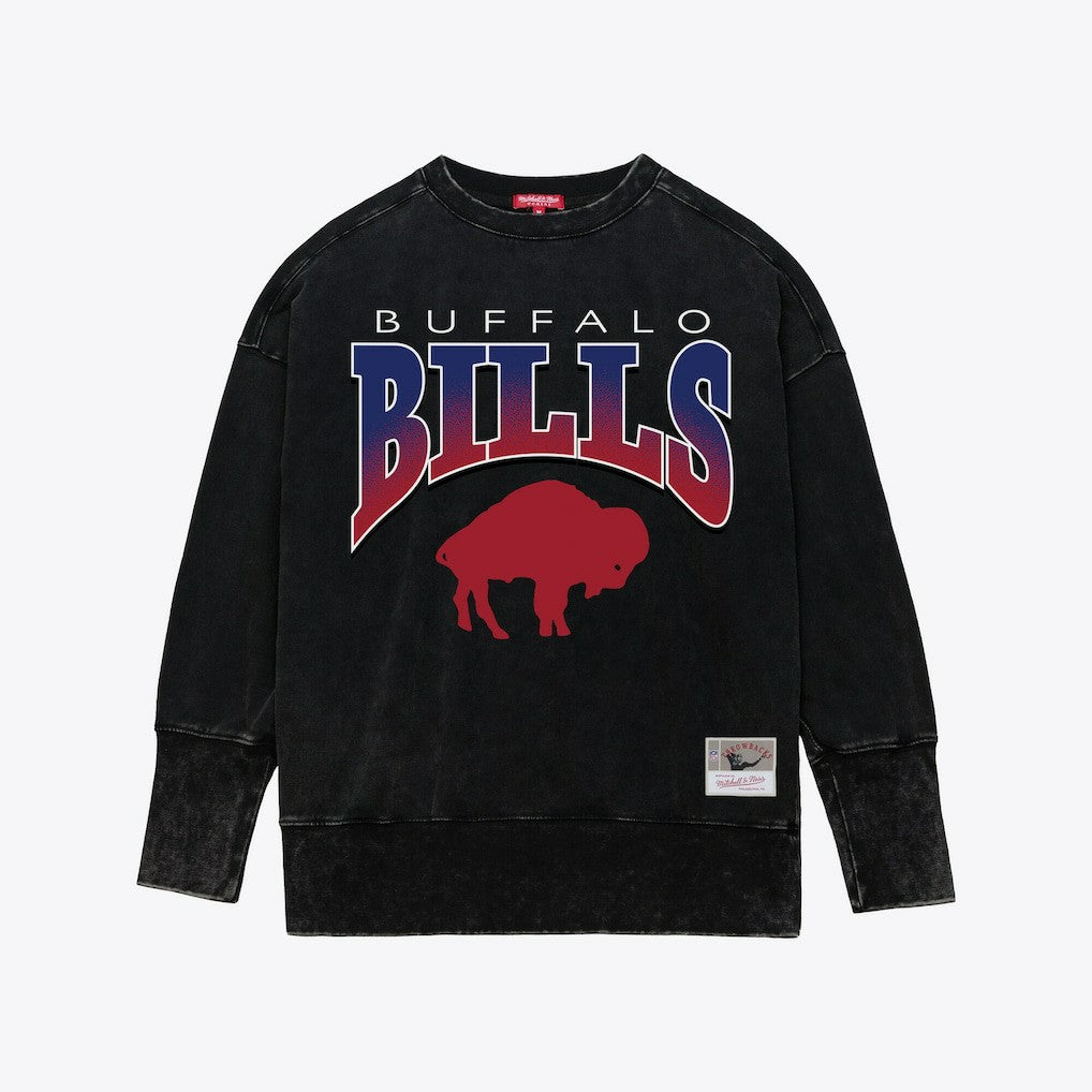 Buffalo Bills Mitchell & Ness Women's Delineate Mineral Wash Crewneck Sweatshirt