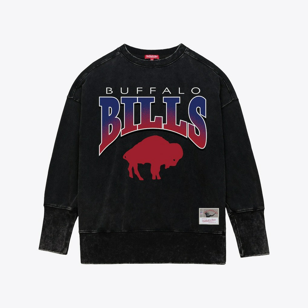 Buffalo Bills Mitchell & Ness Women's Delineate Mineral Wash Crewneck Sweatshirt