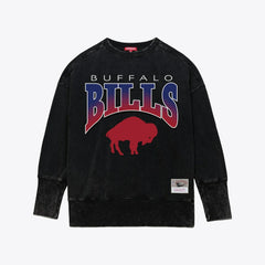 Buffalo Bills Mitchell & Ness Women's Delineate Mineral Wash Crewneck Sweatshirt