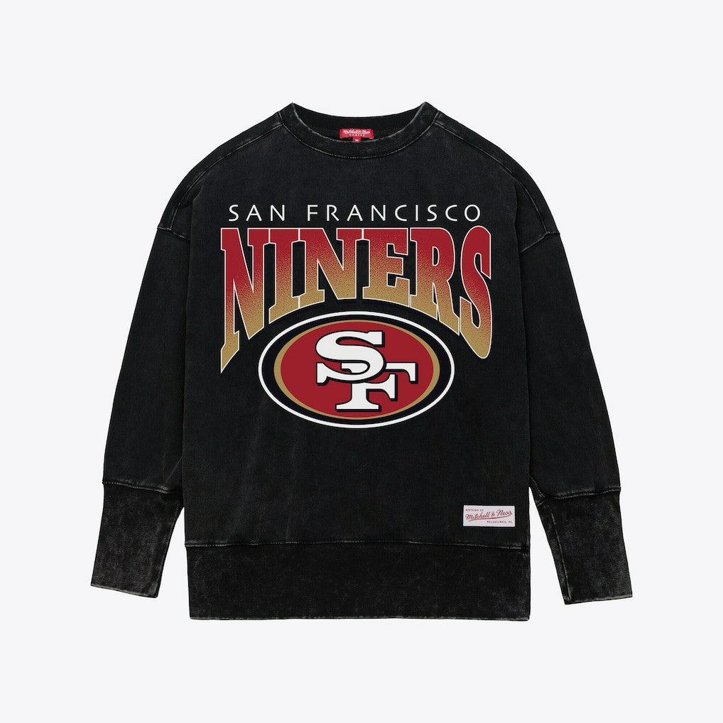 San Francisco 49ers Mitchell & Ness Women's Delineate Mineral Wash Crewneck Sweatshirt
