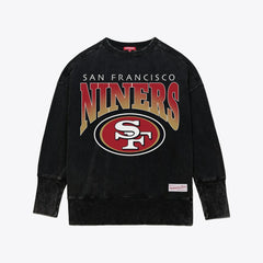 San Francisco 49ers Mitchell & Ness Women's Delineate Mineral Wash Crewneck Sweatshirt