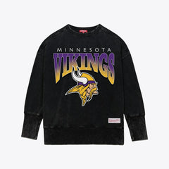 Minnesota Vikings Mitchell & Ness Women's Delineate Mineral Wash Crewneck Sweatshirt