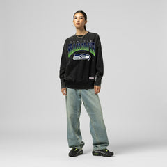 Seattle Seahawks Mitchell & Ness Women's Delineate Mineral Wash Crewneck Sweatshirt