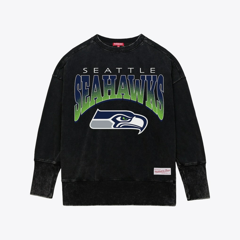 Seattle Seahawks Mitchell & Ness Women's Delineate Mineral Wash Crewneck Sweatshirt