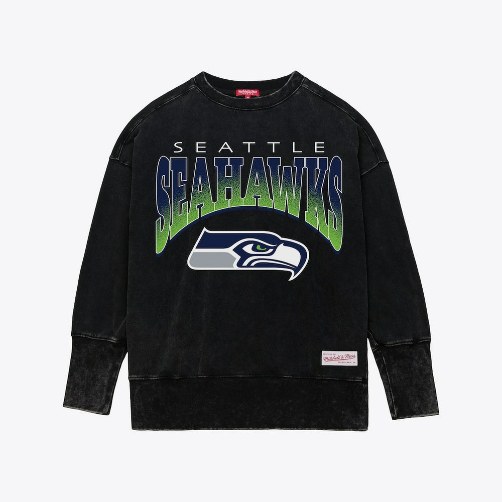 Seattle Seahawks Mitchell & Ness Women's Delineate Mineral Wash Crewneck Sweatshirt