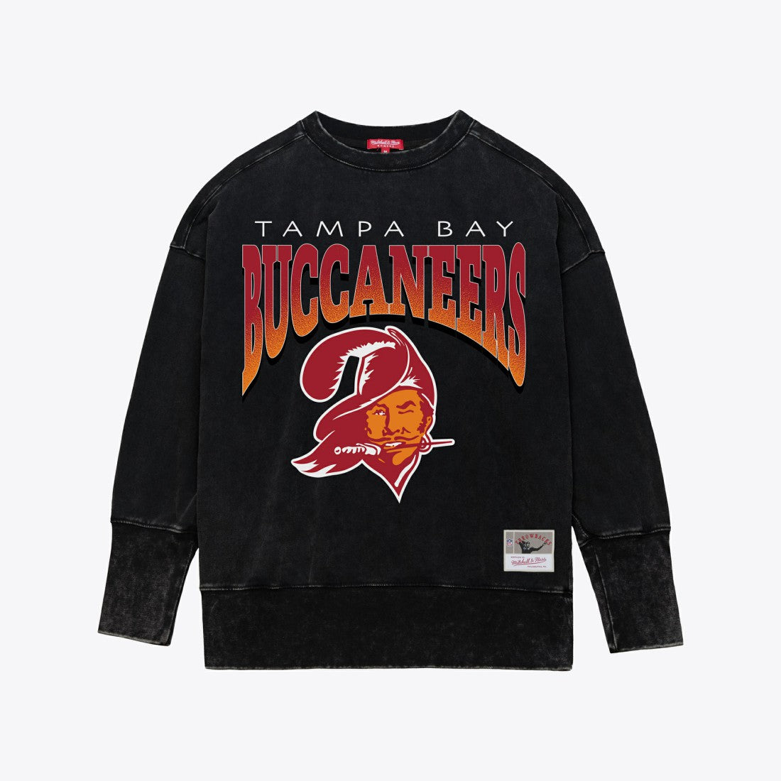 Tampa Bay Buccaneers Mitchell & Ness Women's Delineate Mineral Wash Crewneck Sweatshirt
