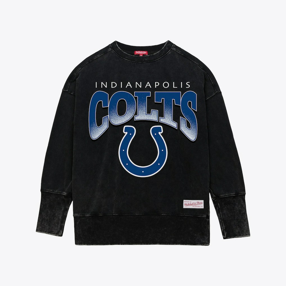 Indianapolis Colts Mitchell & Ness Women's Delineate Mineral Wash Crewneck Sweatshirt