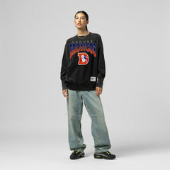 Denver Broncos Mitchell & Ness Women's Delineate Mineral Wash Crewneck Sweatshirt