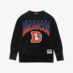 Denver Broncos Mitchell & Ness Women's Delineate Mineral Wash Crewneck Sweatshirt