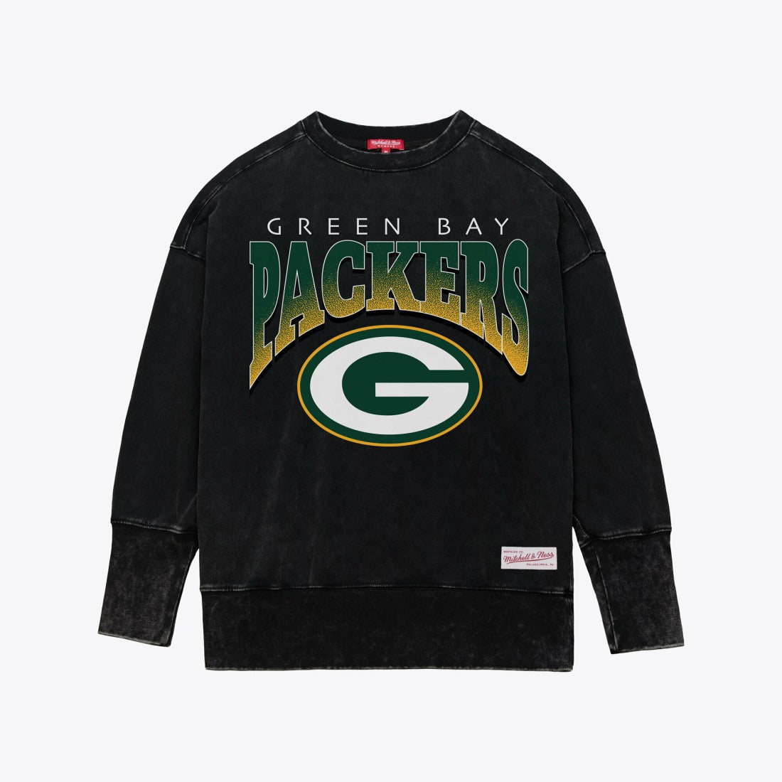 Green Bay Packers Mitchell & Ness Women's Delineate Mineral Wash Crewneck Sweatshirt