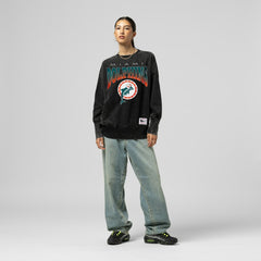Miami Dolphins Mitchell & Ness Women's Delineate Mineral Wash Crewneck Sweatshirt