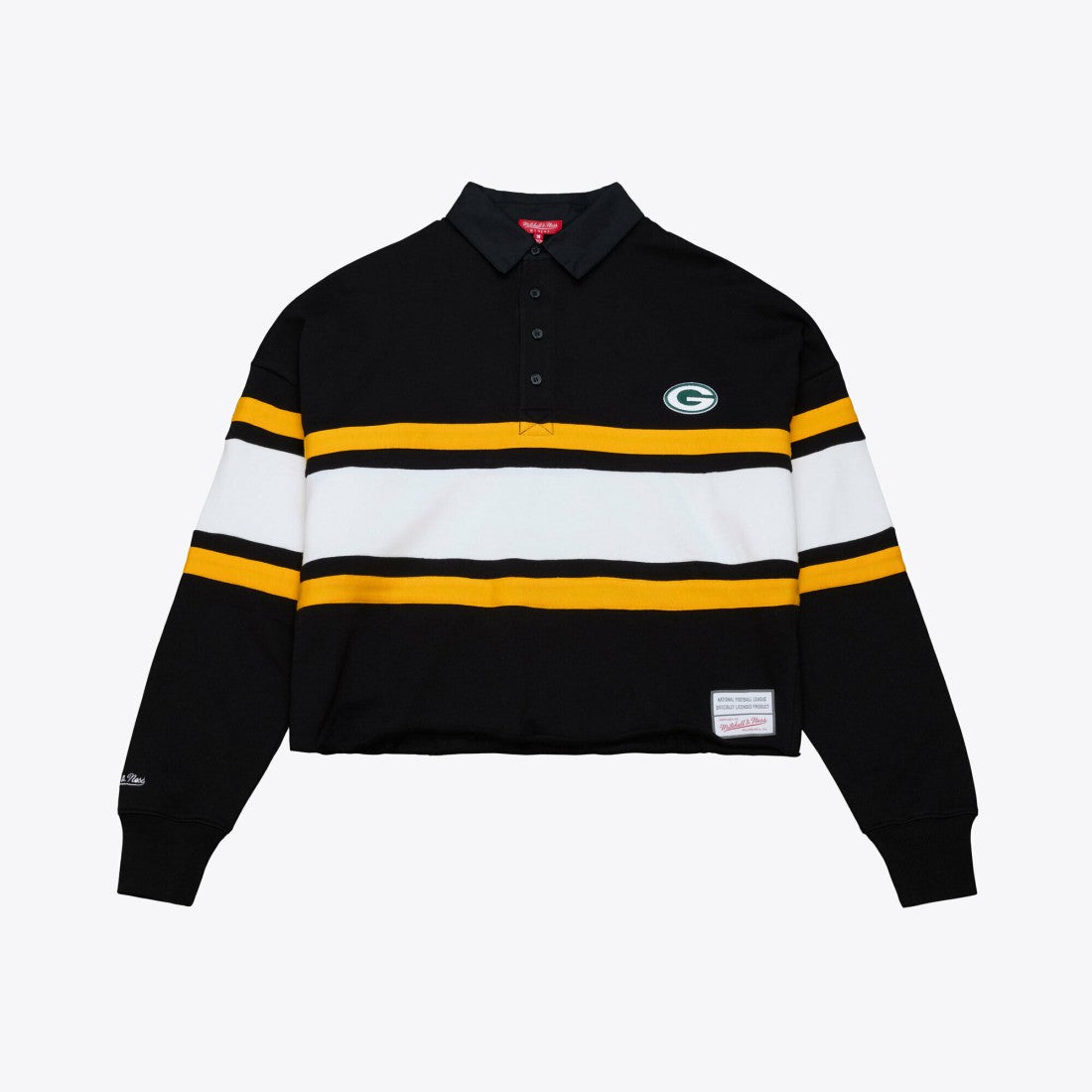 Green Bay Packers Mitchell & Ness Women's Cropped Long Sleeve Rugby Polo