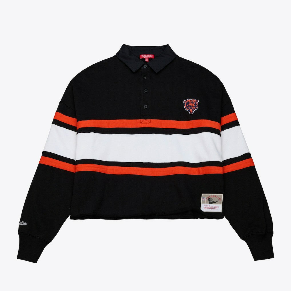 Chicago Bears Mitchell & Ness Women's Cropped Long Sleeve Rugby Polo