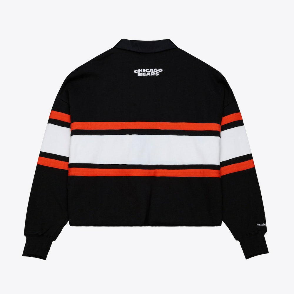 Chicago Bears Mitchell & Ness Women's Cropped Long Sleeve Rugby Polo