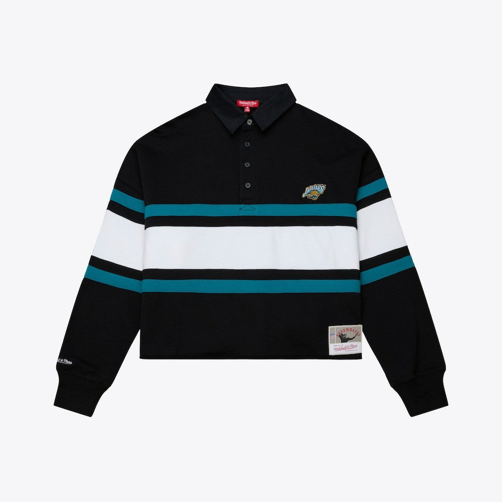 Jacksonville Jaguars Mitchell & Ness Women's Throwback Cropped Long Sleeve Rugby Polo