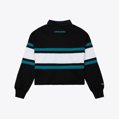 Jacksonville Jaguars Mitchell & Ness Women's Throwback Cropped Long Sleeve Rugby Polo
