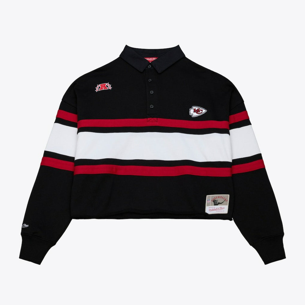 Kansas City Chiefs Mitchell & Ness Women's Cropped Long Sleeve Rugby Polo