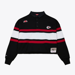 Kansas City Chiefs Mitchell & Ness Women's Cropped Long Sleeve Rugby Polo